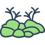 Icon von einem grünen Stein mit Moos darauf (Made by Three musketeers)